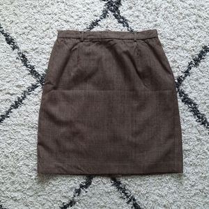 Plaid brown wool skirt